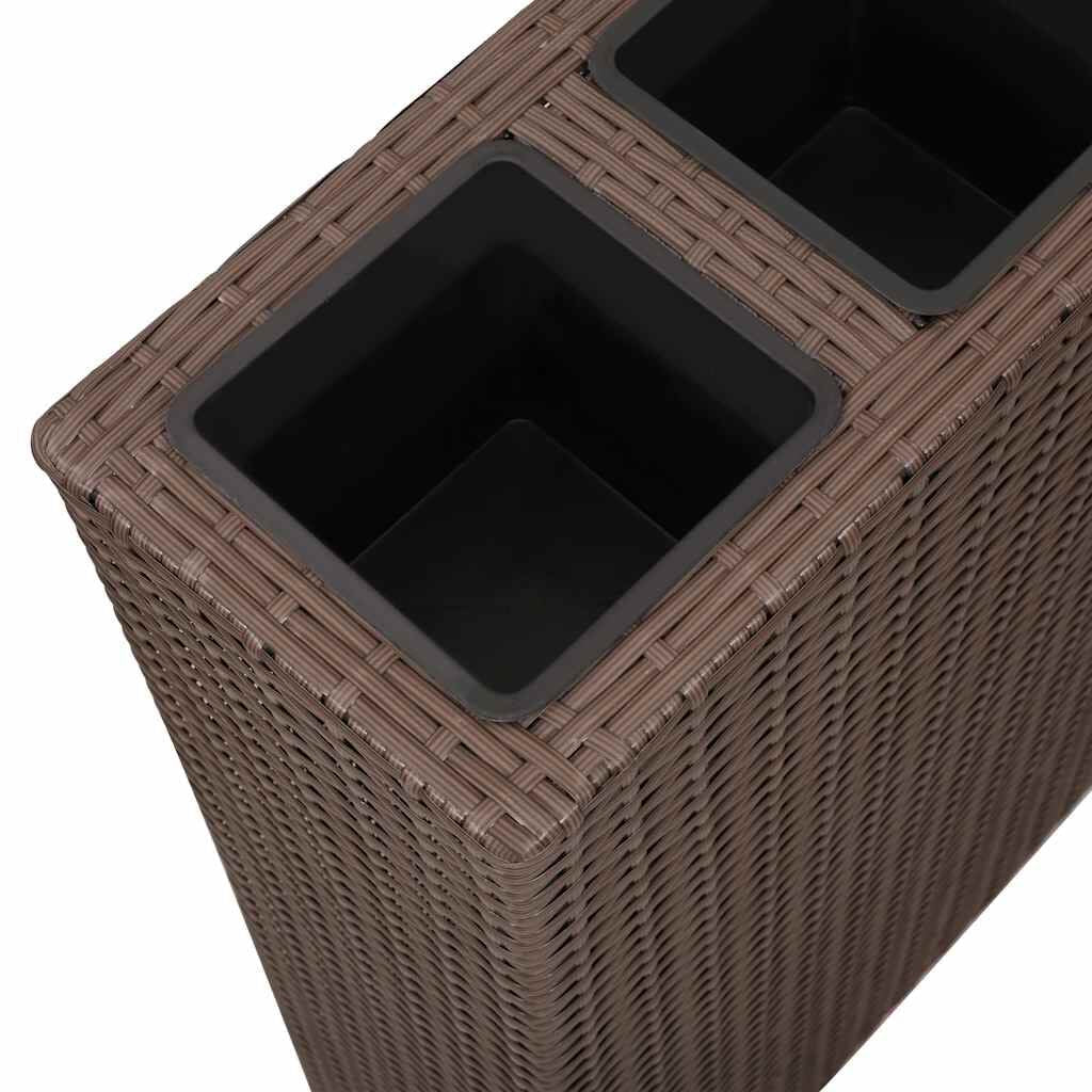 Garten-Hochbeet Mit 4 Töpfen Poly Rattan Braun