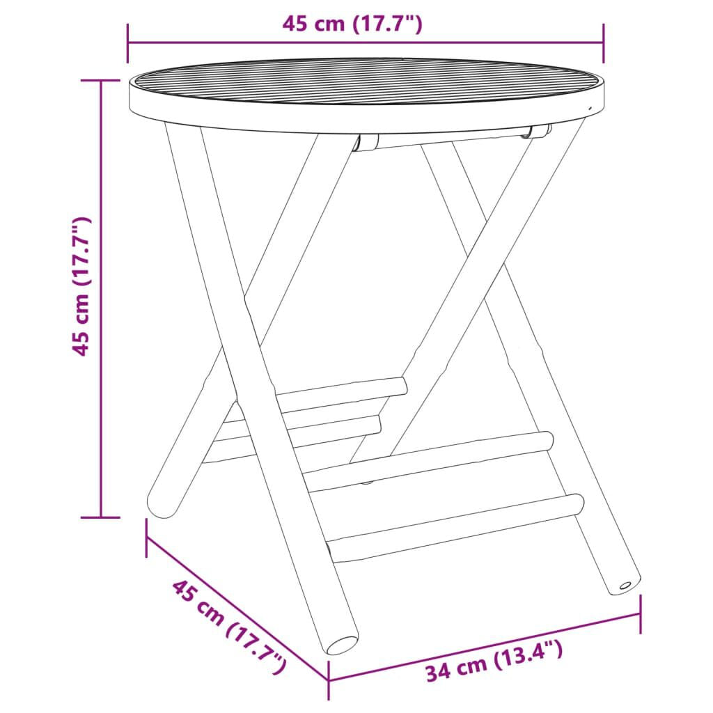 Gartentisch Klappbar Ø45X45 Cm Bambus