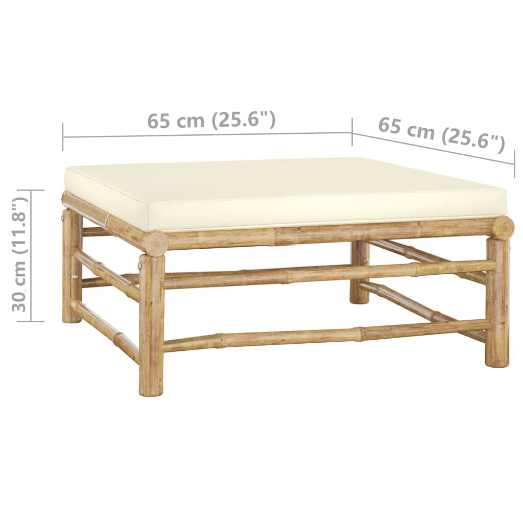 Garten-Fußhocker Mit Kissen Cremeweiß Bambus