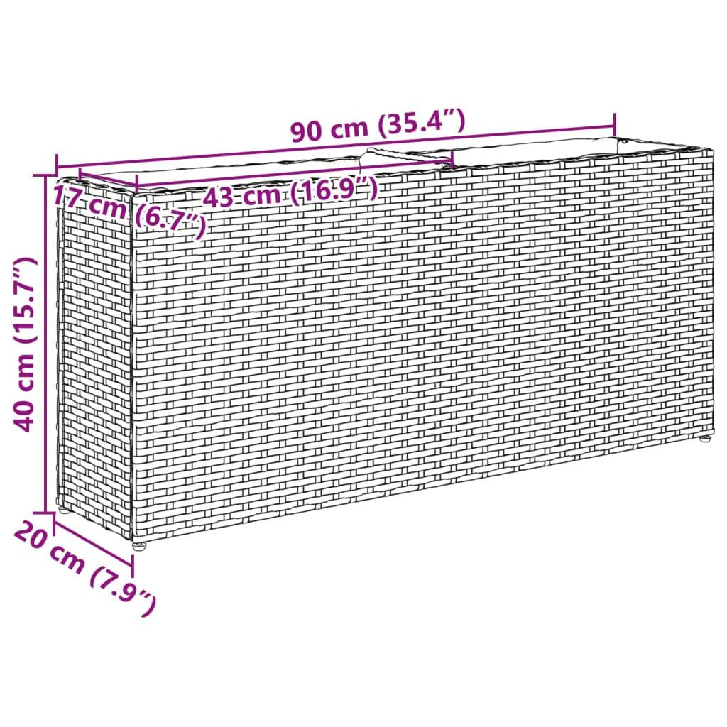 Hochbeet Mit 2 Fächern Schwarz 90X20X40 Cm Poly Rattan