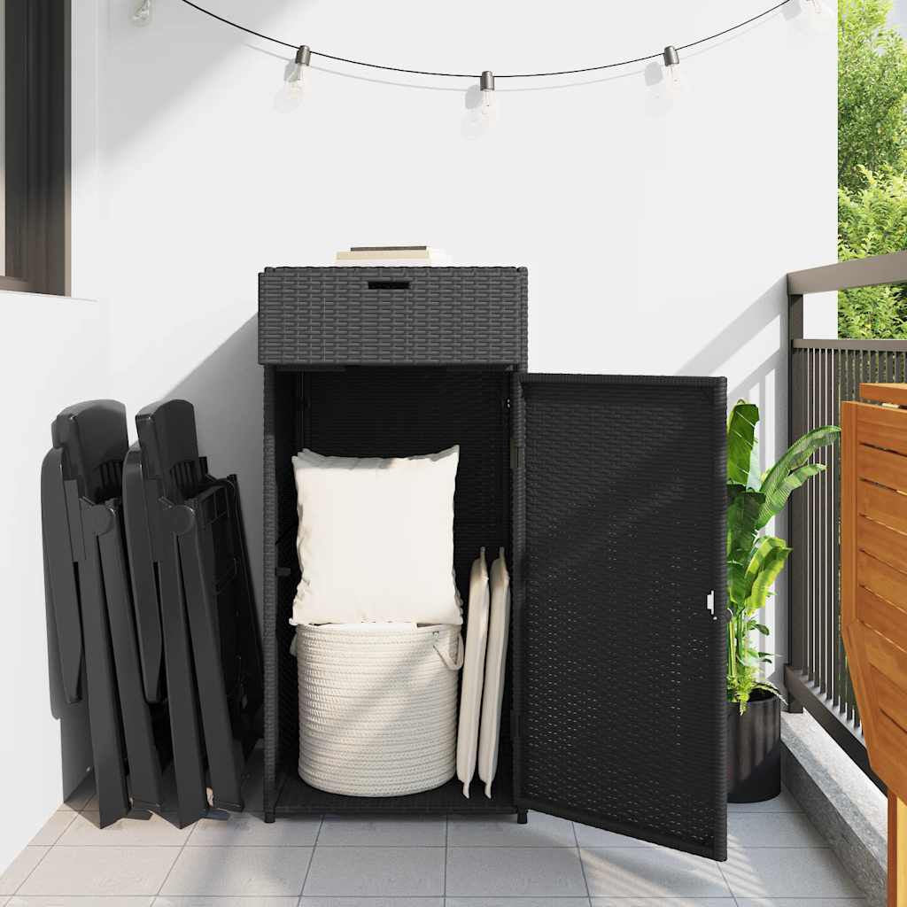 Gartenschrank Schwarz 55X55X111 Cm Poly Rattan