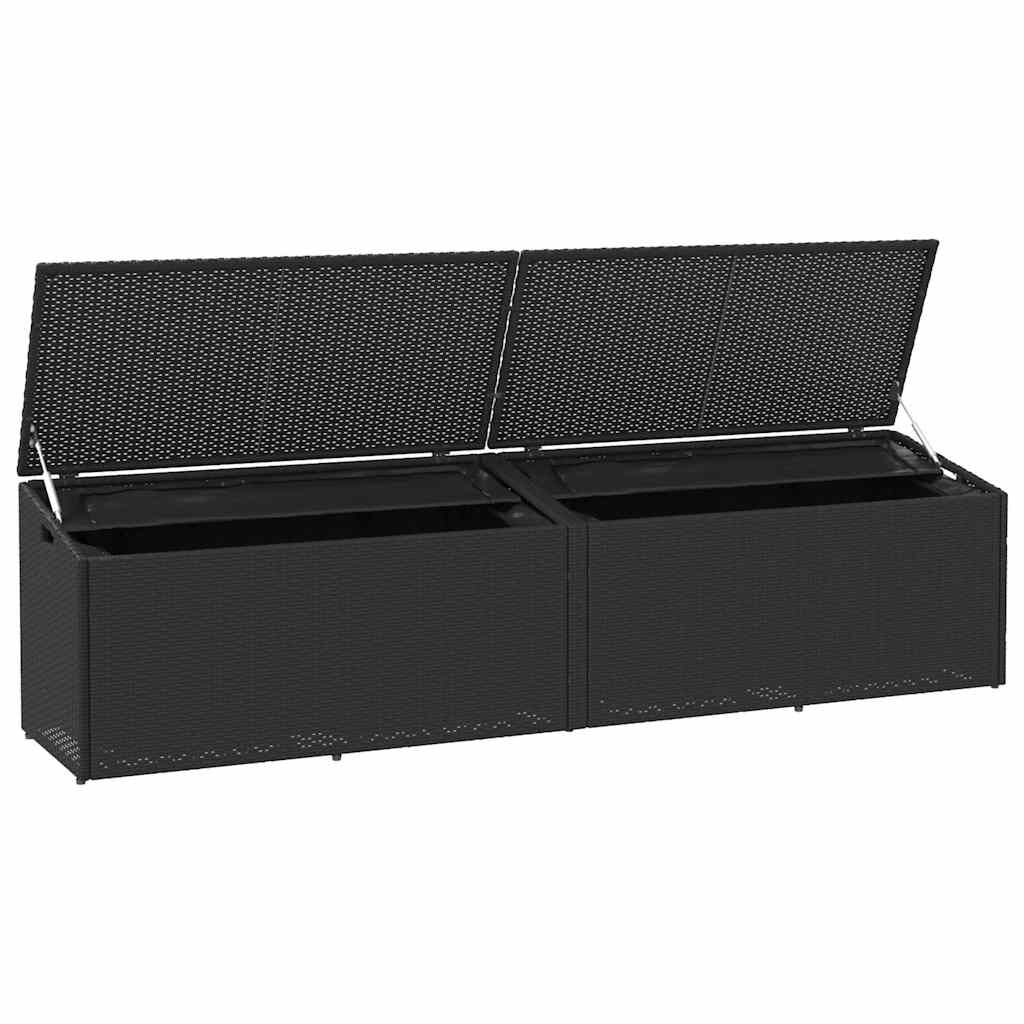 Garten-Auflagenbox Schwarz 220X50X58 Cm Poly Rattan
