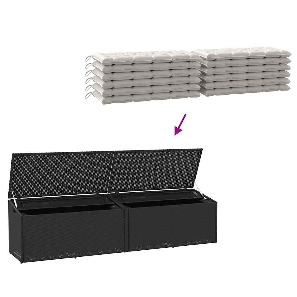 Garten-Auflagenbox Schwarz 220X50X58 Cm Poly Rattan