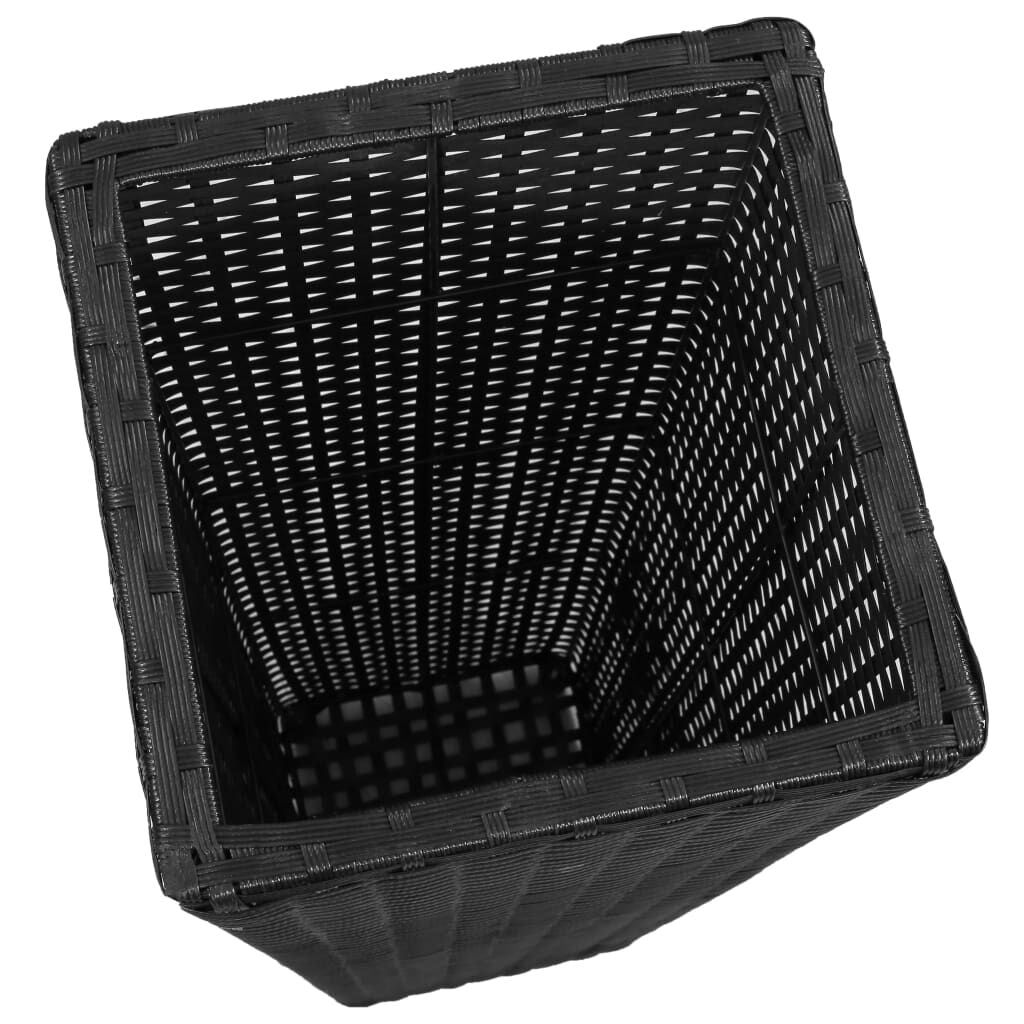 Garten-Hochbeet 3-Tlg. Poly Rattan Schwarz