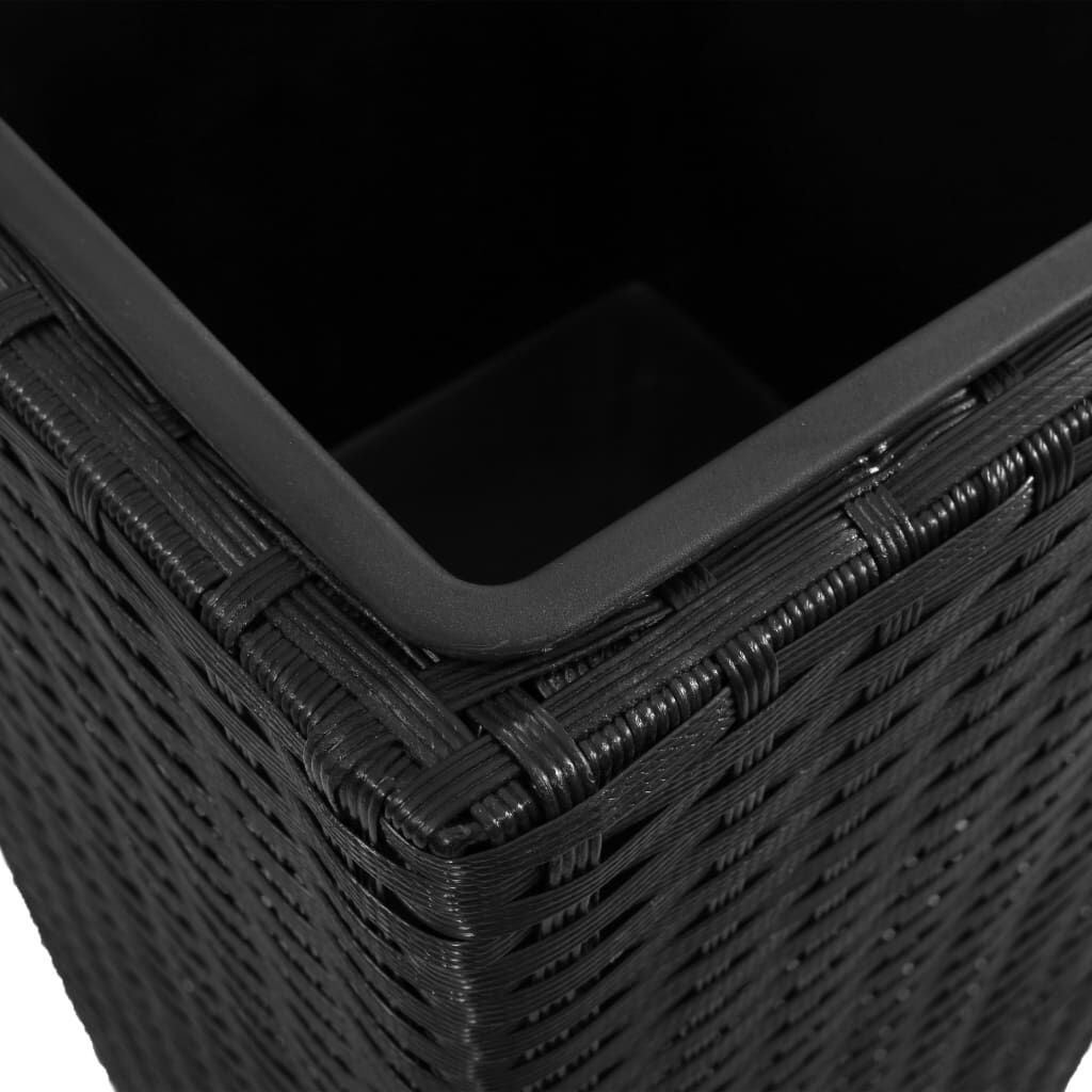 Garten-Hochbeet 3-Tlg. Poly Rattan Schwarz