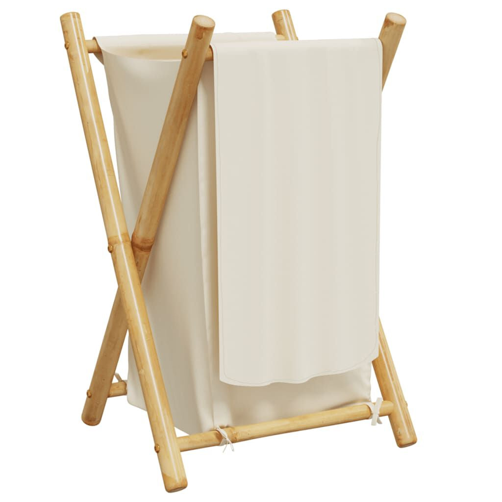 Wäschekorb Cremeweiß 41,5X36X63,5 Cm Bambus