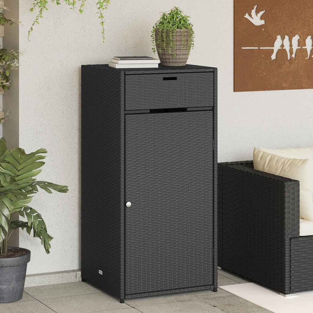 Gartenschrank Schwarz 55X55X111 Cm Poly Rattan