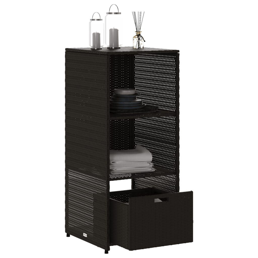 Gartenschrank Schwarz 50X55X115 Cm Poly Rattan