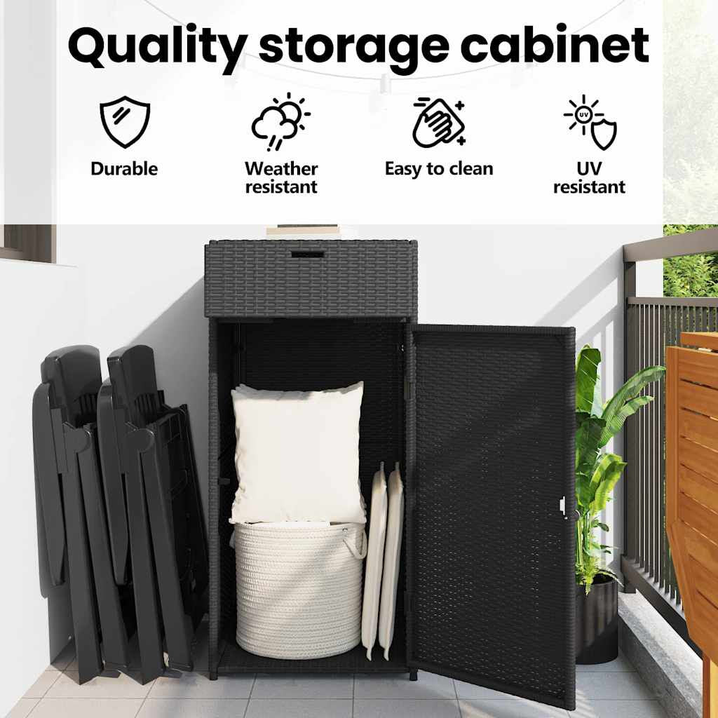 Gartenschrank Schwarz 55X55X111 Cm Poly Rattan