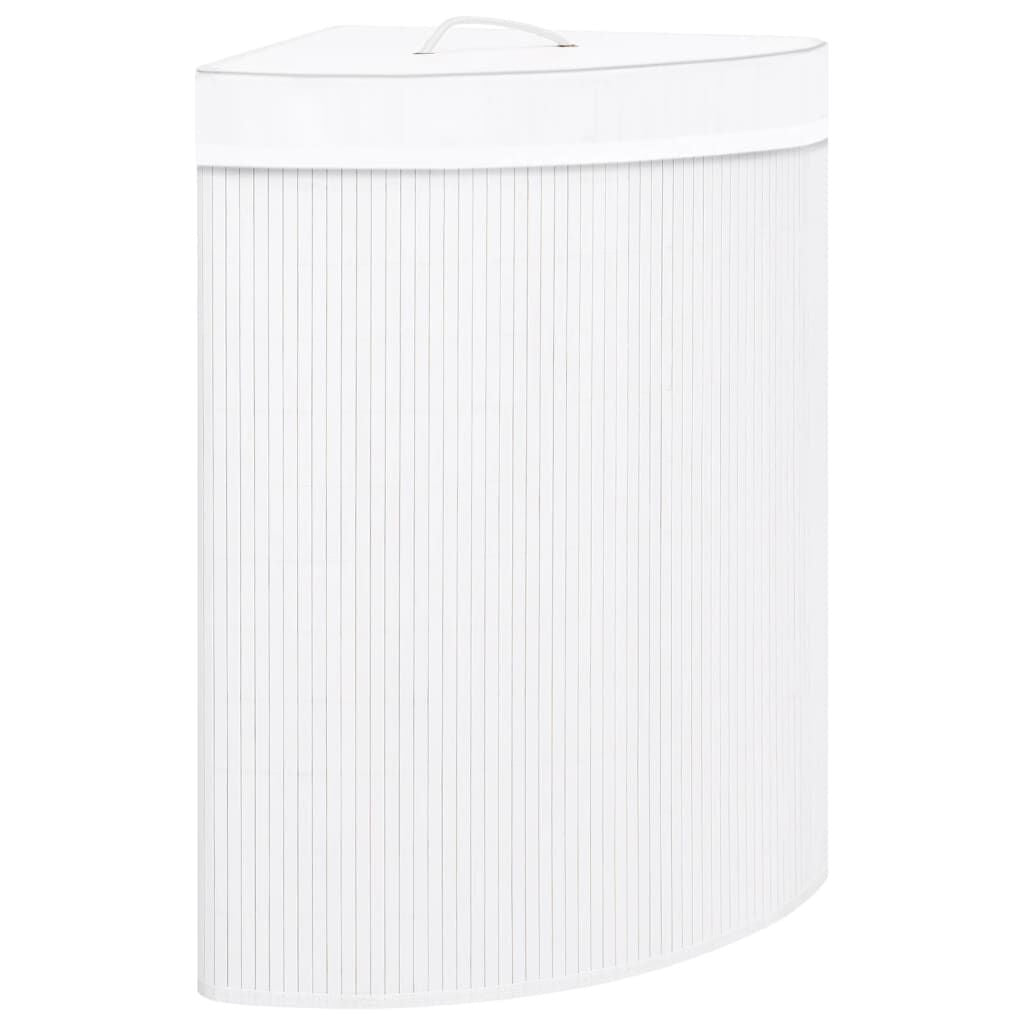 Eck-Wäschekorb Bambus Weiß 60 L
