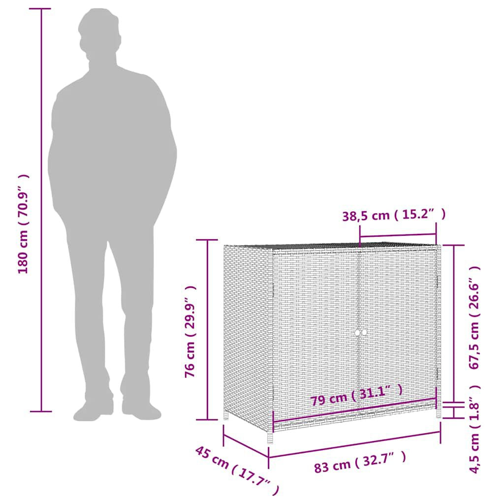 Gartenschrank Schwarz 83X45X76 Cm Poly Rattan