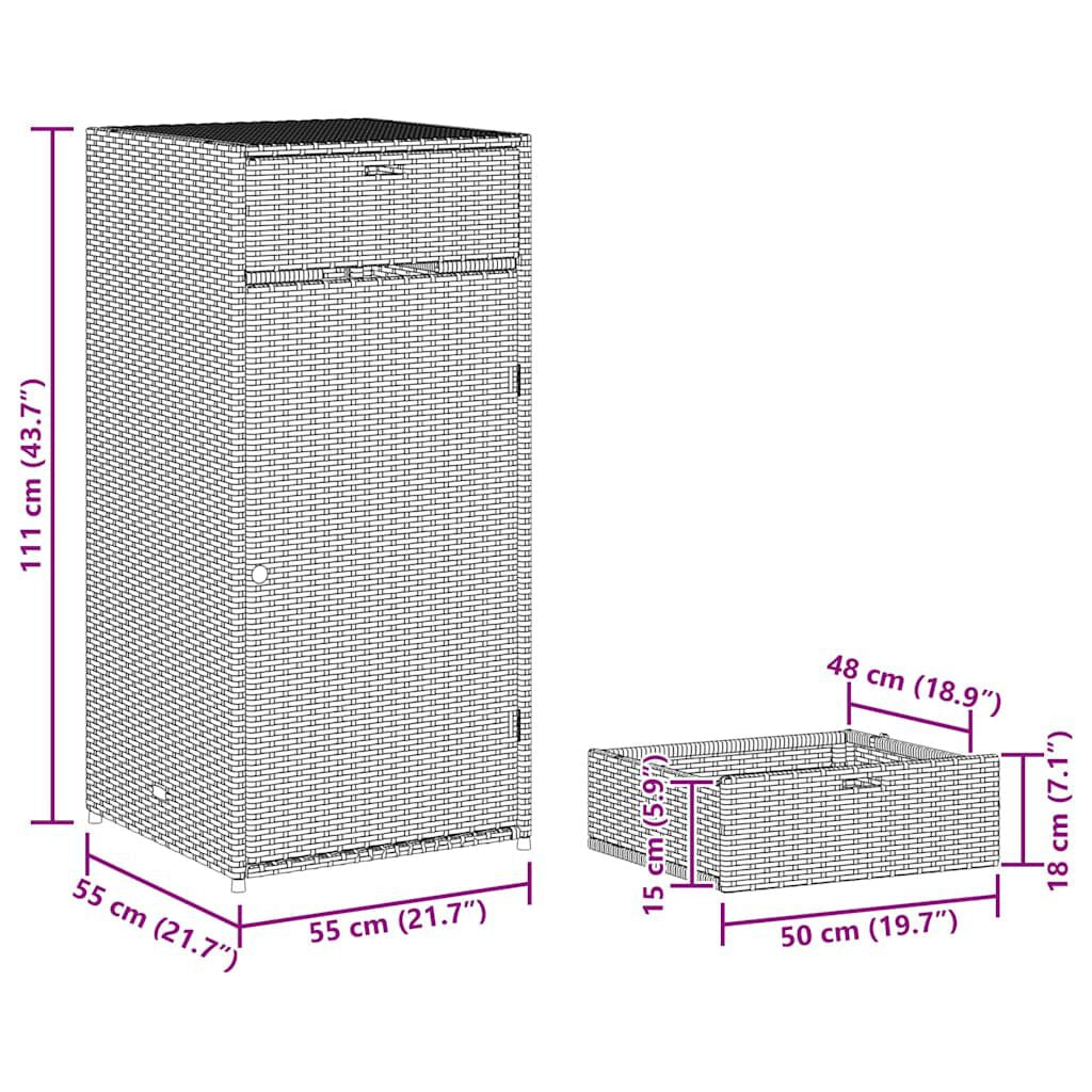 Gartenschrank Schwarz 55X55X111 Cm Poly Rattan