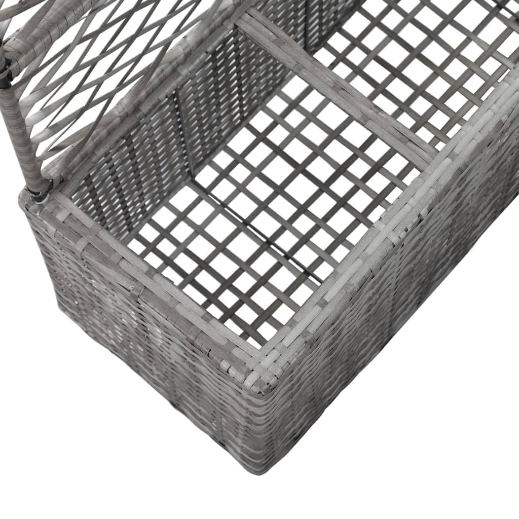 Hochbeet Mit Rankgitter 3 Töpfe 83×30×130Cm Poly Rattan Grau