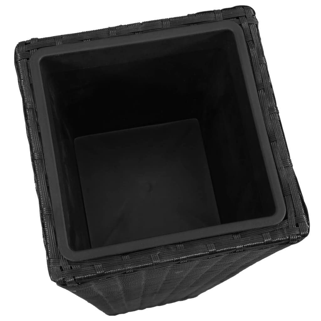 Garten-Hochbeet 3-Tlg. Poly Rattan Schwarz