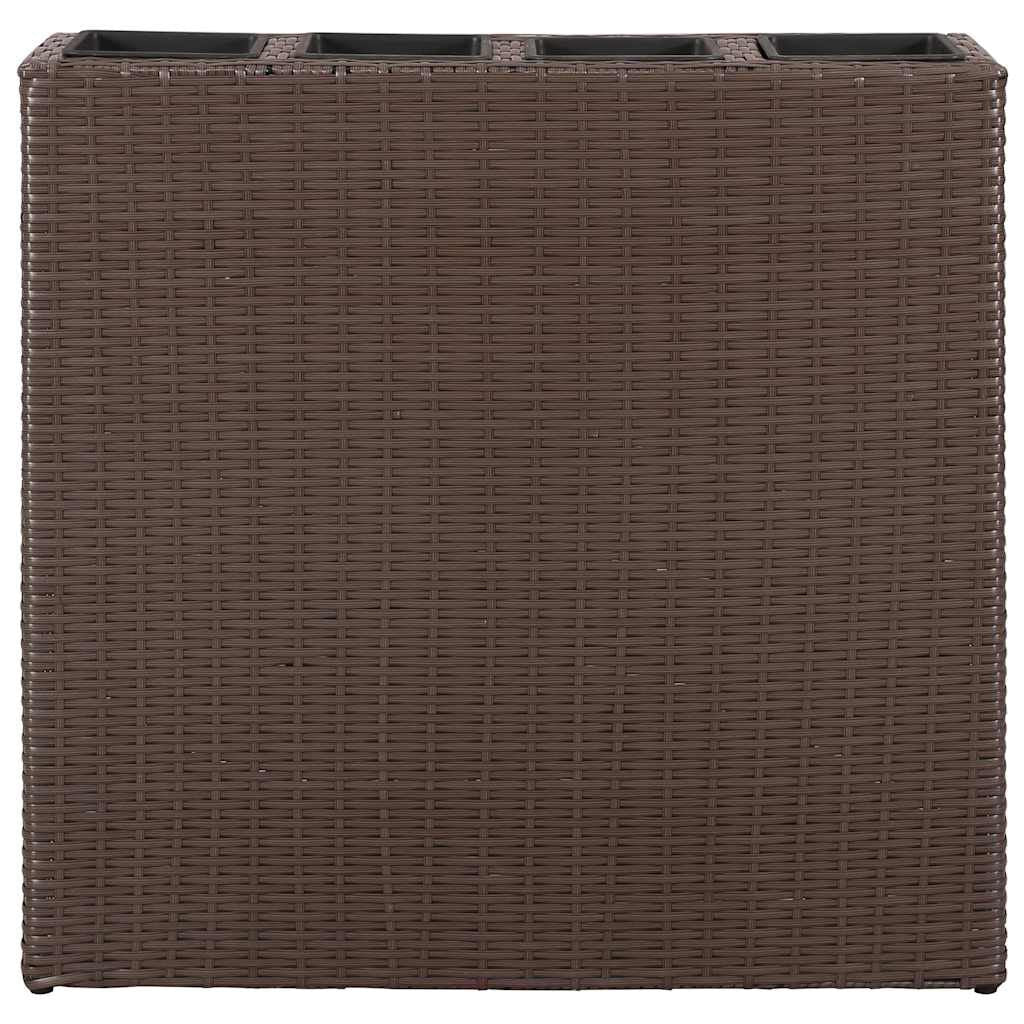 Garten-Hochbeet Mit 4 Töpfen Poly Rattan Braun