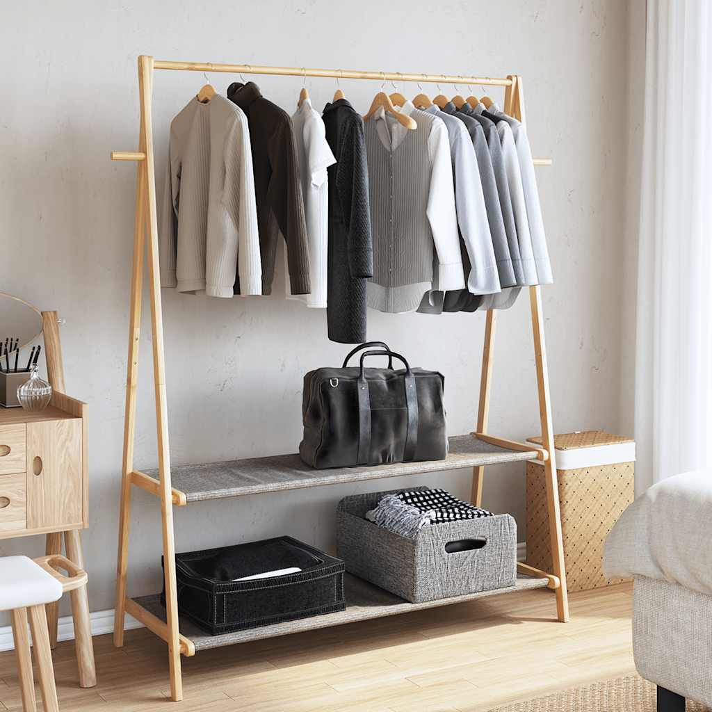 Bamboo Clothes Rack With Shelves