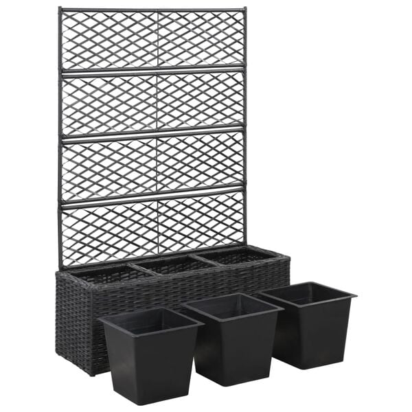 Polyrattan Planter Box with Trellis