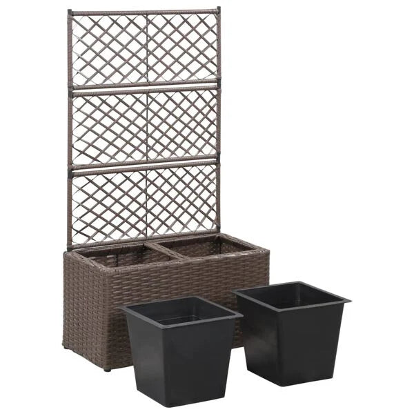 Polyrattan Planter Box with Trellis